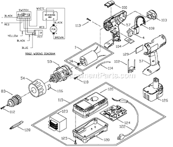 Part Location Diagram of 887792 Porter Cable Housing Set 230V